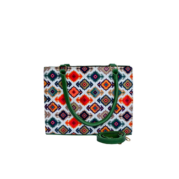 PRINTED FABRIC (GREEN)TOTE BAG