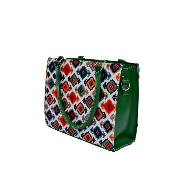 PRINTED FABRIC (GREEN)TOTE BAG
