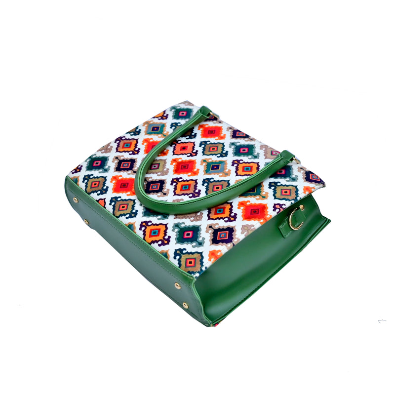 PRINTED FABRIC (GREEN)TOTE BAG